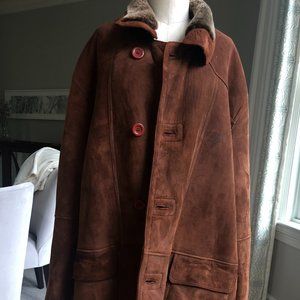 Searle Brown Suede Shearling Car Coat